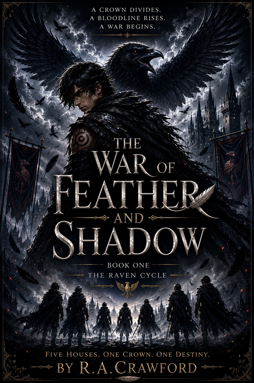 Book cover for The War of Feather and Shadow by R.A. Crawford